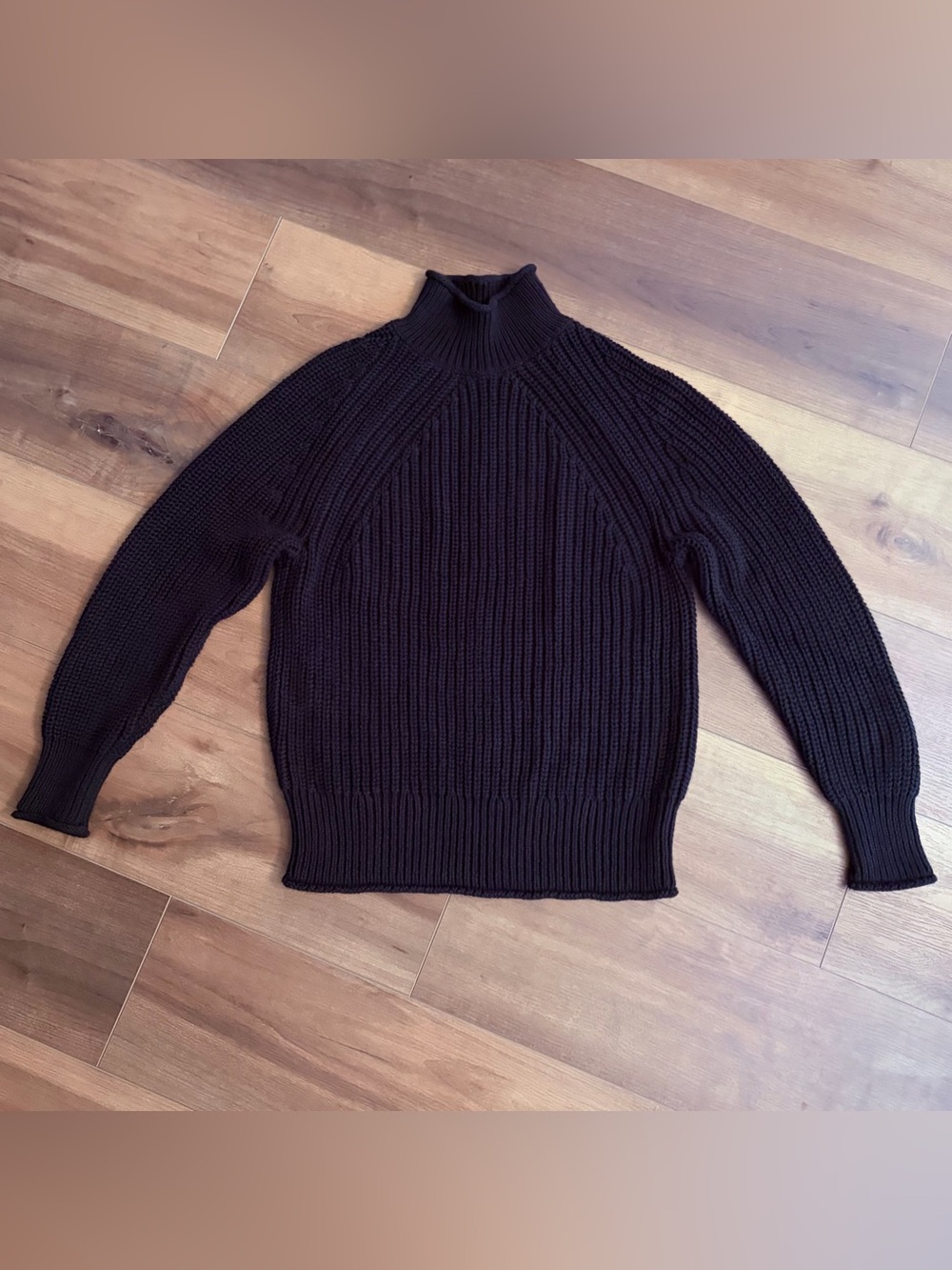 J Crew Black Cotton Oversized Knit Sweater Minimalist Womens Size Small